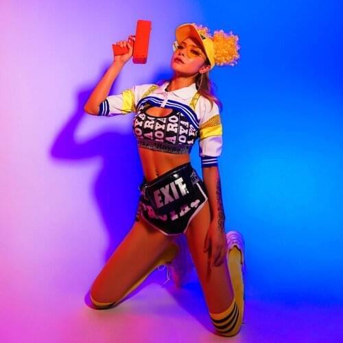 Dancer Outfit Hip Hop Dance Clothing Women Stage Costume Jazz Dancewear Gogo Dancer Costume DJ Clubwear Designer Clothes DL7484