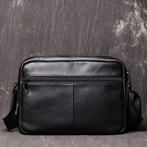 Man Handy Bag Genuine Leather Mens Messenger Bag Vintage Shoulder Bags For Ipad Mini High Quality Male Crossbody Bag
