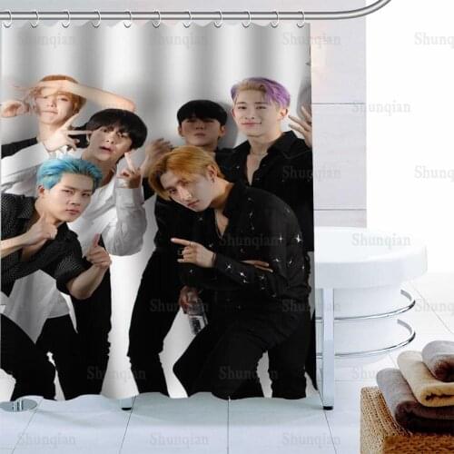 KPOP MONSTA X Shower Curtain Hook Polyester Fabric 3D Printing Bathroom Curtain Waterproof Mildew Proof Bath Curtain Decor 0512