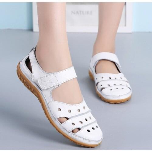 Woman Summer Pu Leather Vintage Sandals Buckle Casual Sewing Women Shoes Solid Female Peas Shoes Ladies Platform Shoes New