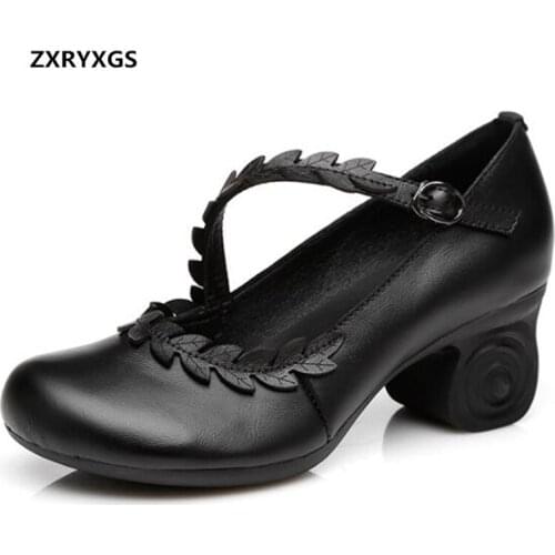 Hot 2021 New Spring Classic Flower Top Cowhide Leather Shoes Women Shoes Elegant Fashion Shoes Woman Banquet Shoes High Heels