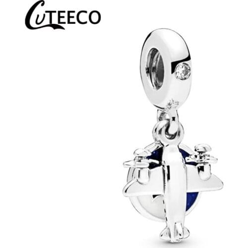 CUTEECO 2019 New Travel Small Plane Enamel Beads Fits Original Brand Charm Bracelet For Women Fashion Jewelry Accessories