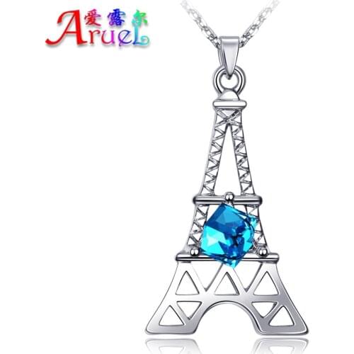 Paris torre Romantic eiffel tower pendant necklace rose white gold color fashion Austrian crystals necklaces for women girls