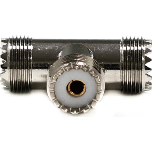 1pc NEW UHF Female Jack To 2 UHF female jack Triple T Type splitter RF Coax Adapter convertor straight Nickelplated wholesale