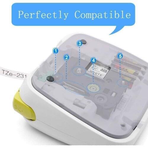 12mm 0.47" Brother Ptouch TZ Tape TZe-231 TZ-231, 1/2 inch Laminated Black on White, Compatible with P-Touch D210 PTD200 PT-188