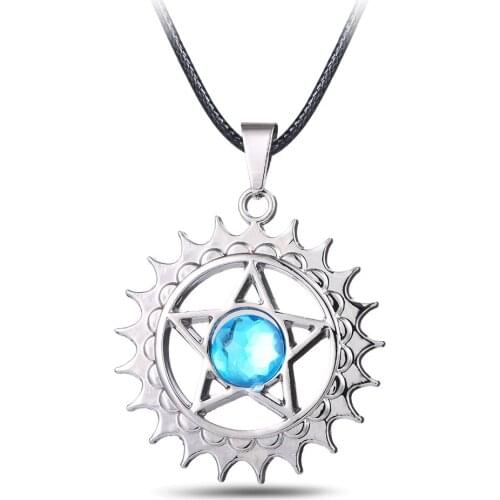 12pcs/lot Wholesale Cosplay Black Butler Star Blue crystal Alloy Necklace kuroshitsuji Pendants Charm Necklace