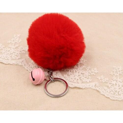 20pcs Rabbit Fur Ball Key Chain Cute Christmas bell hair ball keychain pompom Artificial Rabbit Fur Keychain Women Car Bag Key