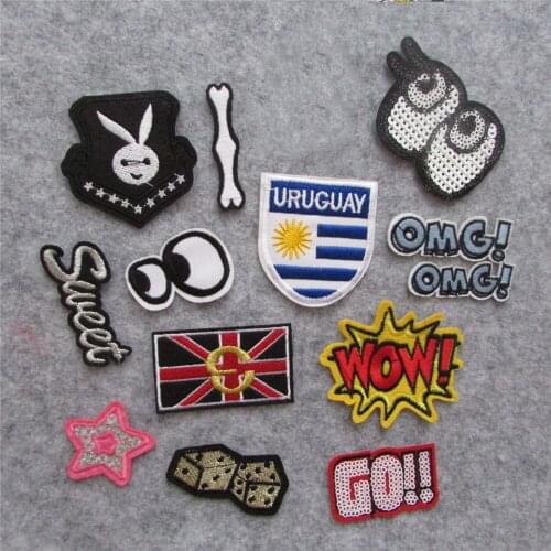 2016 year fashion high quality new arrive hot melt adhesive applique embroidery patches stripes DIY clothing accessory patch