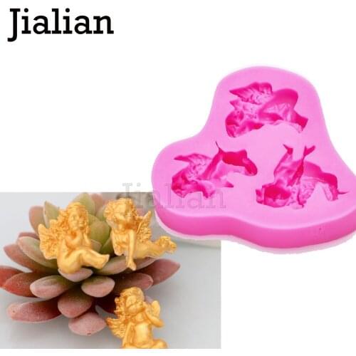 3 Hole baby Angel silicone mold fondant mold boy cake decorating tools chocolate gumpaste mold F0971