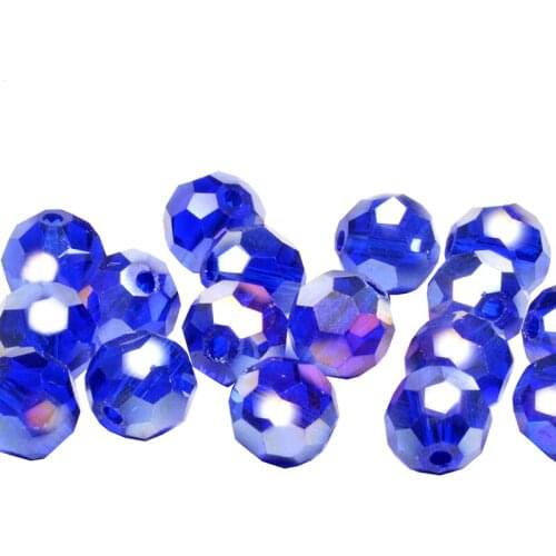 4mm 6mm 8mm Deep Blue Football Faceted Austrian crystal beads High quality crystal Loose beads for jewelry making bracelet DIY
