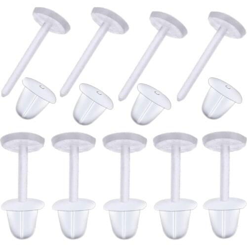 500Sets 3 4 5mm Invisible Plastic Blank Earring Base Pins Stud Earring Piercing Retainer for DIY Earring Findings