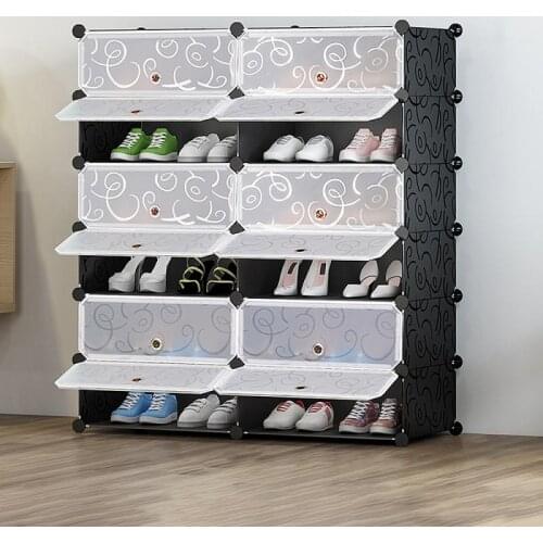 6 Layer 12 Door Shoe Rack Multifunctional Toys Shoes Cabinet Waterproof Large Capacity Shoes Storage Rack Wardrobe Furniture HWC
