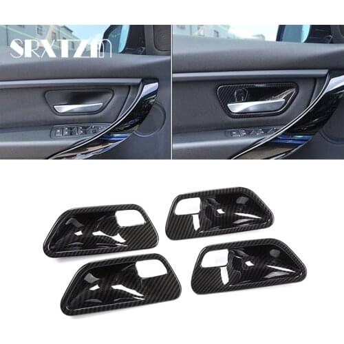 ABS Carbon Fiber Texture Car Interior Door Handle Bowl Cover Trim For BMW 3 4 Series F30 F32 2013 2014 2015 2016 2017 2018