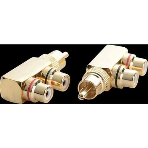 1 RCA Male to 2 PHONO Female Parallel Audio & Video Splitter - Y L Split Adapter