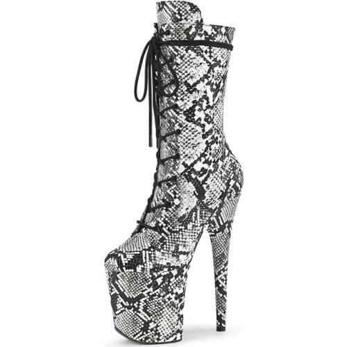 20CM Snake Print Platform boots Stripper heels Short Boots Sxey Pole dance shoes Party Nightclub High heels Stage Show New