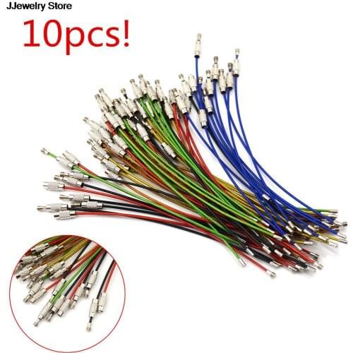 10pcs Colorful Screw Locking Stainless Steel Wire Keychain Cable Rope Key Holder Keyring Key Chain Rings Cable Outdoor Keychains