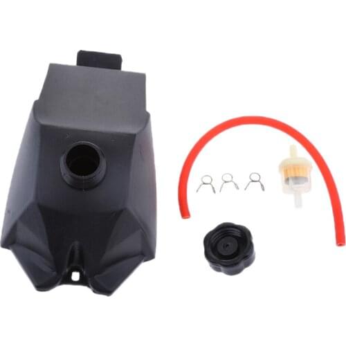 Black Gasoline Fuel Tank w/ Cap + Red Hose 12 inch + Fuel Filter for 47cc 49cc 2-Stroke Dirt Bike ATV