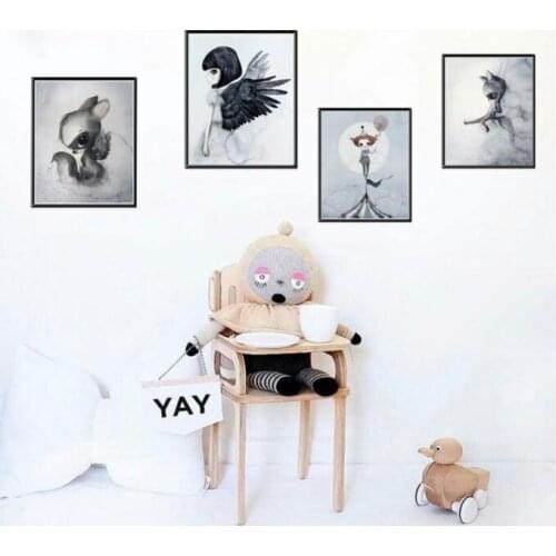 Childrens color painting Art Oil Painting poster picture on the Wall Canvas Printed Painting Decor Children room