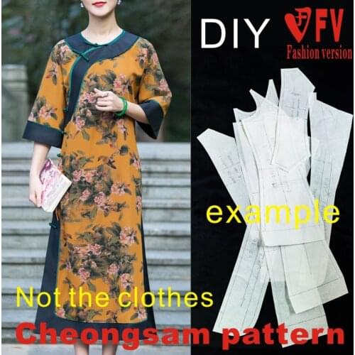 Long Style Slim Improved Cheongsam Dress Pattern Garment Cutting Drawing 1:1 Pattern Physical BQP-71