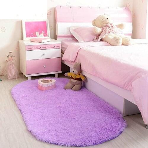 Ellipse Shape Pink Area Rug Bedroom Living Room Short Hair Soft Carpet Popular Non-slip Baby Mat (1pc) 12Colors