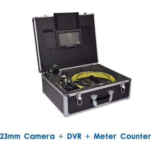 Drain Pipe Inspection Endoscope System WIth 23mm Camera Head DVR Meter Counter Aluminum Suitcase 7" Monitor 20/30M Cable