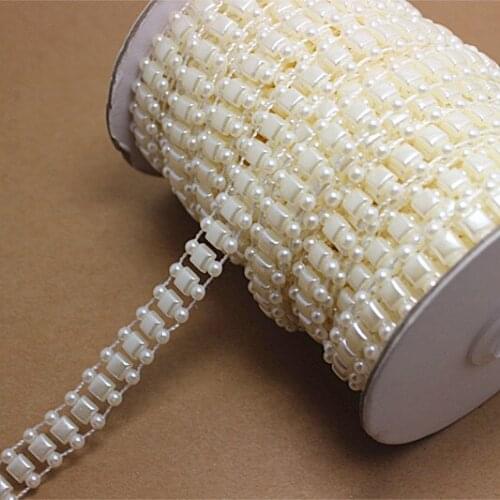 15m/roll 13mm Exquisite Imitation Pearls Chain flatback DIY Wedding Dress Decoration,V31