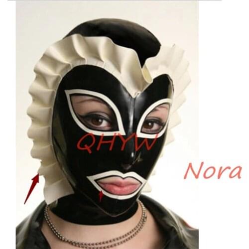 Latex HoodsCustomized Fetish heroine mask hood Handmade Natural Zentai hoods headgear halloween costumes for women