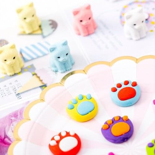 4 Set Cat Claw Eraser Set Kawaii Erasers for Students Cute Set Gift Study School Stationery Supplies Wholesal Prizes for Kids