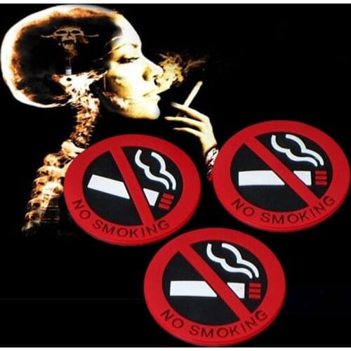 No Smoking Sign Sticker Rubber Car Stickers Badge Decal Glue Vinyl Styling Warning Logo For Car Glass Business Door Easy Stick