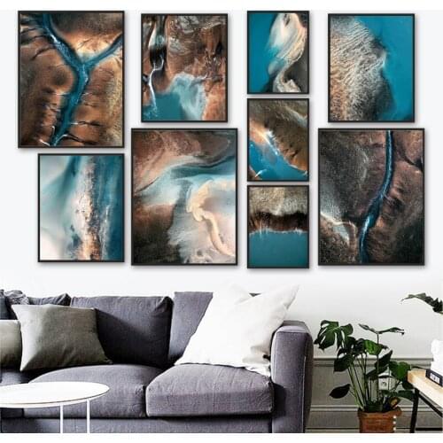 Abstract Mountain River Beach Landform Wall Art Canvas Painting Nordic Posters And Prints Wall Pictures For Living Room Decor