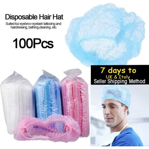 100PCS Disposable Non-Woven Dustproof Sterile Hair Caps Elastic Stretch Catering Nets Hat Household Security Protection Tools
