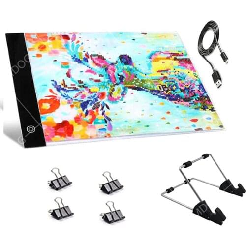 PDMDOG A4/A3/A5 LED Light Pad for Square Diamond Painting, USB Powered 5D Diamond Embroidery Accessories Light Board Tools Kit