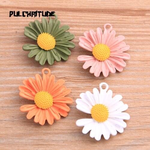 4pcs 25*29mm 4 Color 2020 New Product Sunflowers Daisy Shaped Charms Pendant Resin Flatback Cabochons DIY Jewelry Making