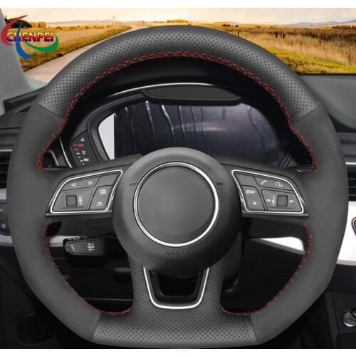 DIY Black Leather Suede Car Steering Wheel Cover For Audi A1 SQ2 2018 2019 A3 S3 Q2 2016-2019 RS3 2017-2019 Car Accessories