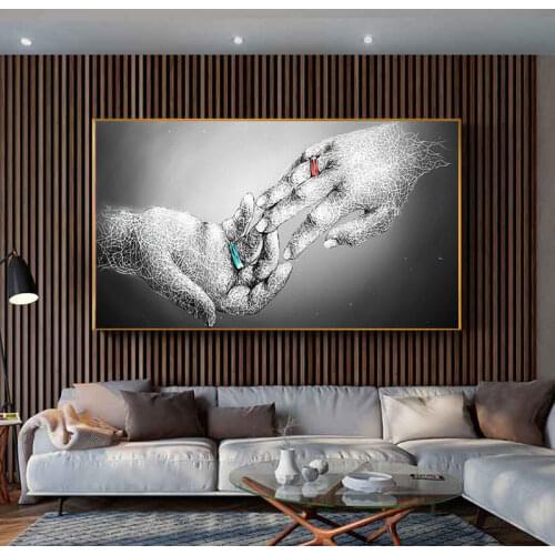 Modern Black and White Lover Hands Canvas Painting Abstract Posters and Prints Wall Pictures for Bedroom Living Room Home Decor
