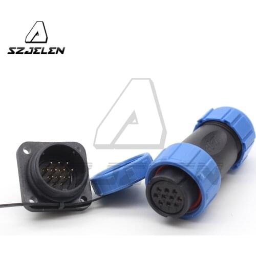 SP21 10 Pin Waterproof Connector Aviation Automotive Square Panel Mount Cable Connectors Male Socket and Female Plug IP68