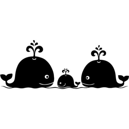 17.1cm*6.6cm Fashion Whale Family Car-Styling Vinyl Car Sticker