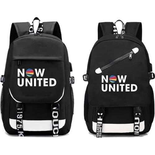 Now United Backpack Zipper Black UN Team Bags Techwear Men Mochila De Escola Do Now United Bookbag Hip Hop Back Pack Fashion