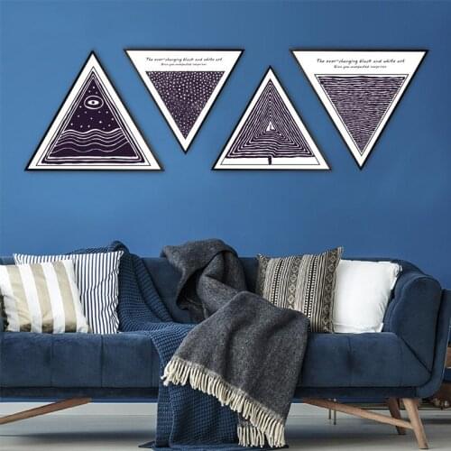 Triangular Paint By Number Black And White Abstract Oil Painting Canvas Art Wall Pictures For Living Room Framed Pictures