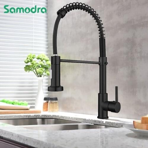 Pull Out Spring Kitchen Faucet 360 Degree Pull Down Sprayer Brass Tapware Black Faucets Sink Faucet 2 In 1 Kitchen Mixer Tap