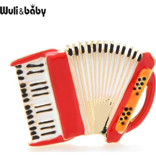 Wuli&baby Enamel Accordion Brooches Wome Unisex Instruments Casual Party Brooch Pins Jewerlry Accessories Gifts
