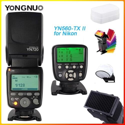 YONGNUO YN720 Flash Speedlite Wireless Flash Master Slave Speedlite GN60 LCD Display LITHIUM Battery for Canon Nikon DSLR Camera