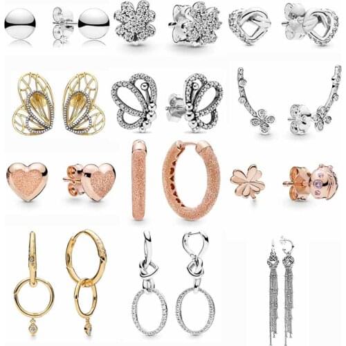 925 Sterling Silver Rose Lioness And Heart Knotted Hearts Emotional Bonds Symbol Of Love Earrings For Women Fashion Jewelry Gift