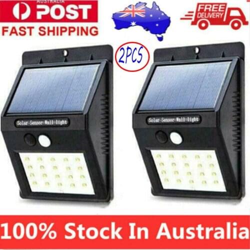 2PCS 20 LED Solar Power PIR Motion Sensor Wall Lights Garden Lamp Outdoor Black Free Shipping