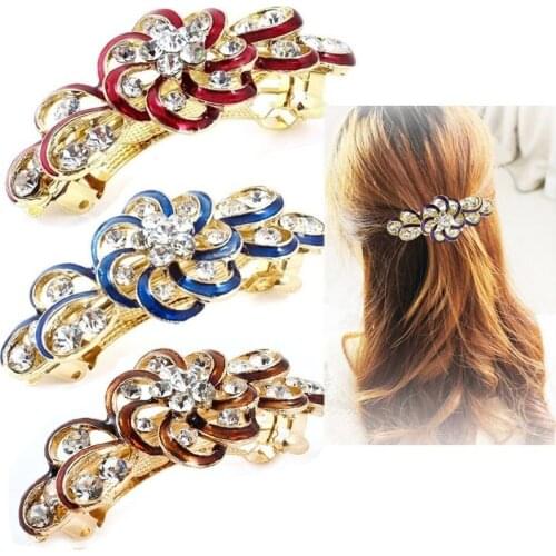 2019 Beauty Women Fashion Hair Clip Flower Crystal Rhinestone Barrette Hairpin Headband Accessories