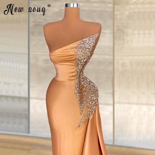 Crystals Evening Gowns Long Robe De Soiree 2021 Mermaid Arabic Dresses Woman Party Night Elegant Celebrity Dresses Party Dress