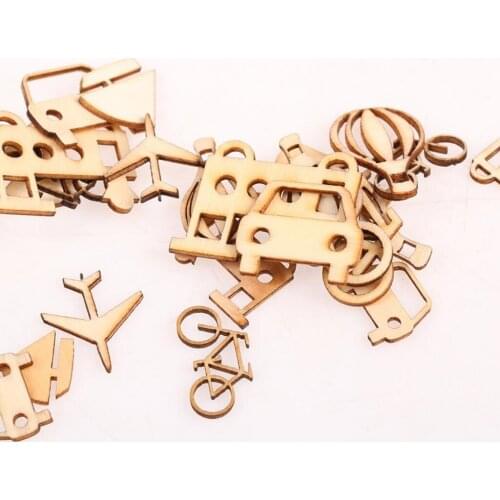 24pcs Vehicle Natural Wood Shape DIY Craft Scrapbooking Wooden Ornament