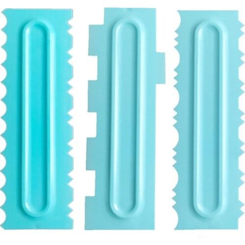 3Pcs Plastic Food Grade Cake Scraper Comb Fondant Cake Pattern Styling Kit Smoothing Cake Decorative Baking Tools Tools Spatula