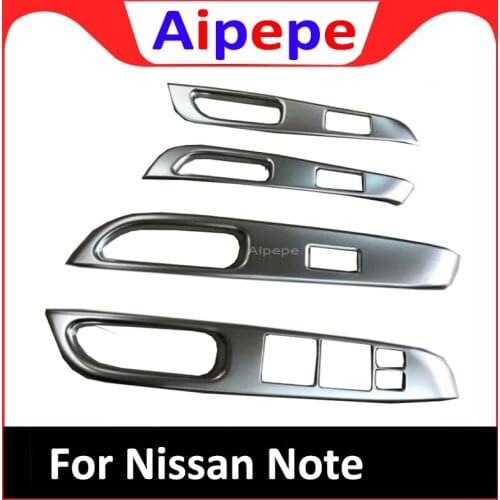 For Nissan NOTE 2017 2018 2019 Car Styling Cover Door Window Glass Panel Armrest Lift Switch Button Trim Frame 4pcs