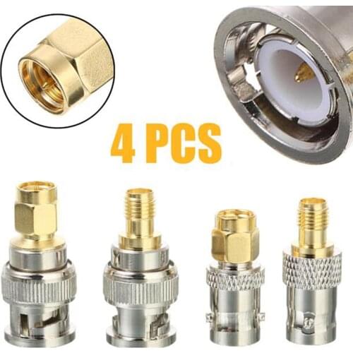 4pcs Male Female RF Connector Adapter Test BNC To SMA Connectors Type Converter Kit Set